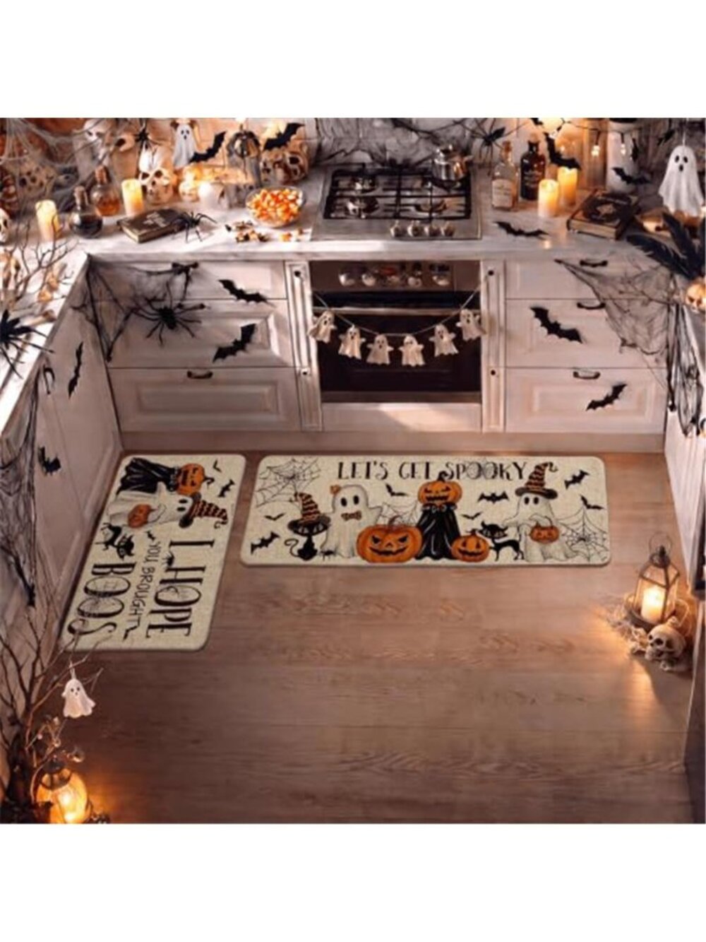 Mode Spider Web Halloween Kitchen Mats Set of 2-17x29+17x47